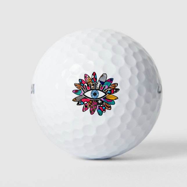 Pelotas De Golf Flor vibrante de ojos malvados griegos (Anverso)