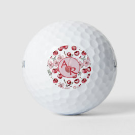Pelotas De Golf Flor y monograma de cerezo personalizados