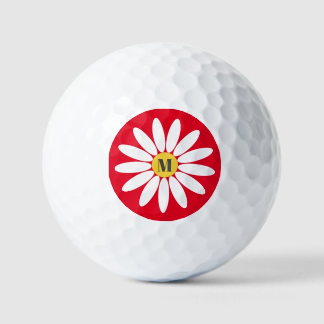 Pelotas De Golf Flor y rojo inicial (Anverso)