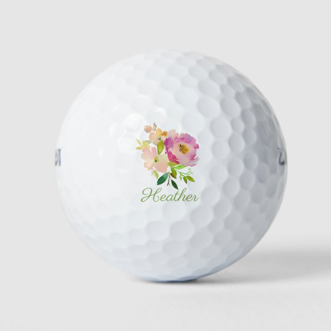 Pelotas De Golf Floral acuarela personalizada (Anverso)
