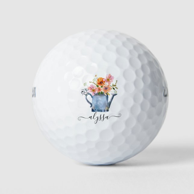 Pelotas De Golf Floral acuática pintada a mano (Anverso)