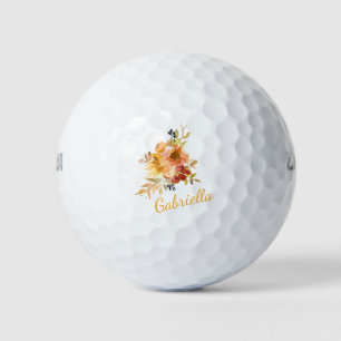 Pelotas De Golf Floral de color de agua elegante otoño personaliza