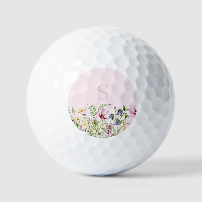 Pelotas De Golf Floral de flores silvestres rosadas personalizadas (Anverso)