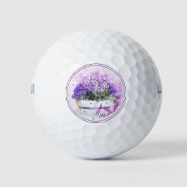 Pelotas De Golf Floral de lavanda personalizada