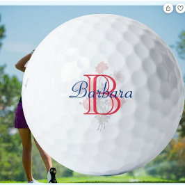 Pelotas De Golf Floral Elegante Nombre y Monograma Personalizado