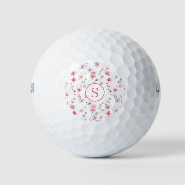 Pelotas De Golf Floral rosa personalizada (Anverso)