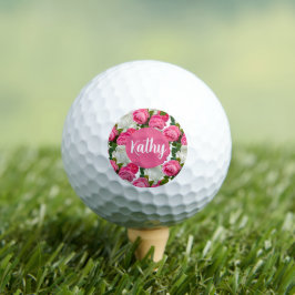 Pelotas De Golf Floral rosa y blanca personalizada para ella
