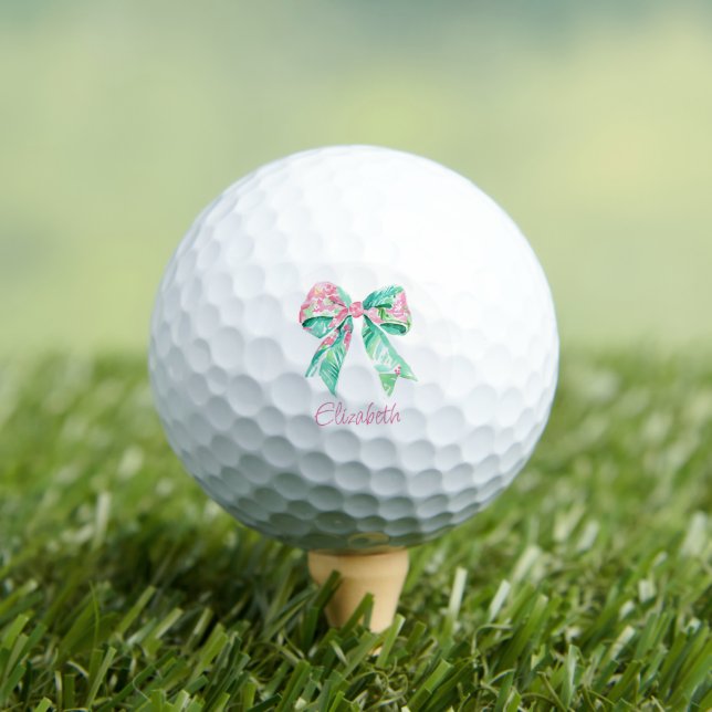 Pelotas De Golf Floral rosa y turquesa perpendicular personalizada (Camiseta in situ)