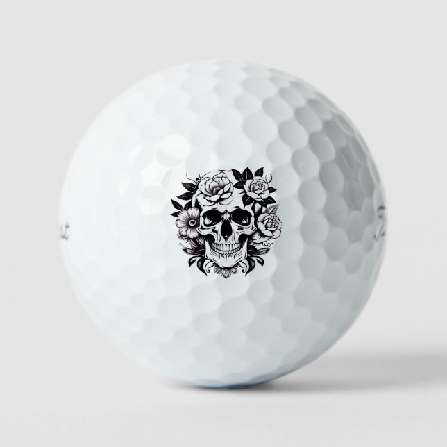 Pelotas De Golf Floral Skull (Anverso)
