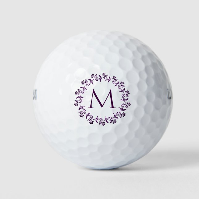 Pelotas De Golf Floral Wreath con monograma (Anverso)