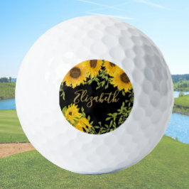 Pelotas De Golf Flores amarillas Florales nombre personalizado señ