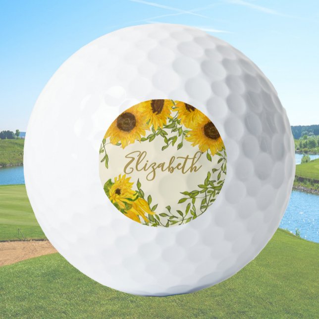 Pelotas De Golf Flores amarillas Florales nombre personalizado señ (Subido por el creador)