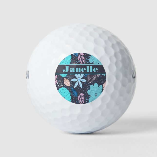 Pelotas De Golf Flores azul retro (Anverso)