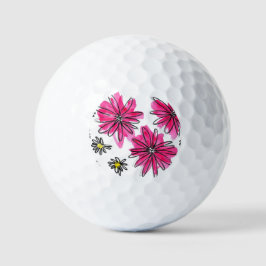 Pelotas De Golf Flores blancas y rosas singulares