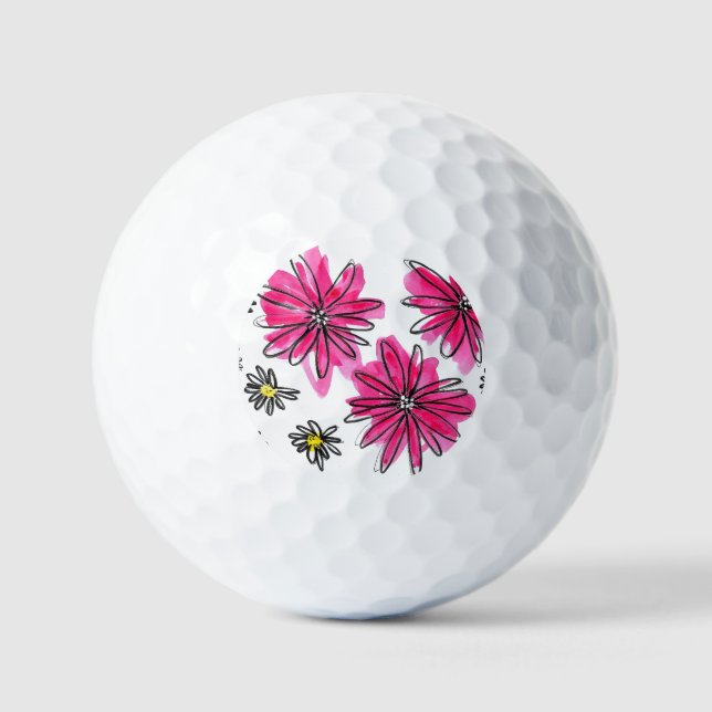 Pelotas De Golf Flores blancas y rosas singulares (Anverso)