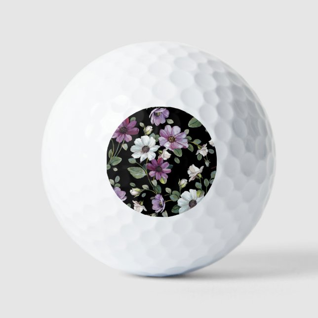 Pelotas De Golf Flores Cosmos Elegantes: Sin Marea acuarela. (Anverso)