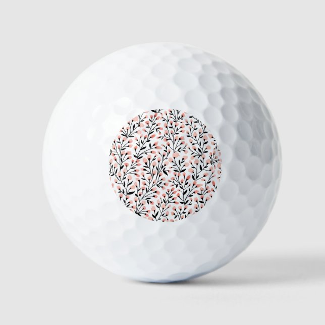 Pelotas De Golf Flores de Doodle: Coral Floral Seamless. (Anverso)