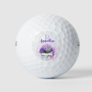 Pelotas De Golf Flores de lavanda de color agua personalizadas