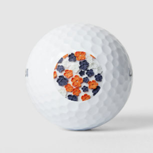 Pelotas De Golf Flores de tela cosida artesanal de primavera azul
