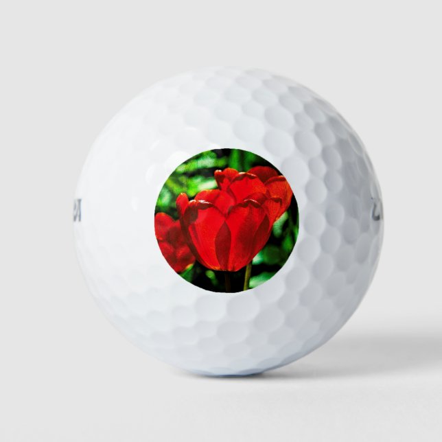 Pelotas De Golf Flores de tulipán rojas (Anverso)