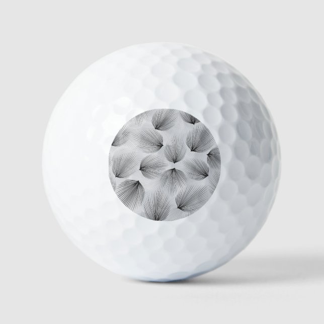 Pelotas De Golf Flores negras abstractas: Elegancia gris. (Anverso)