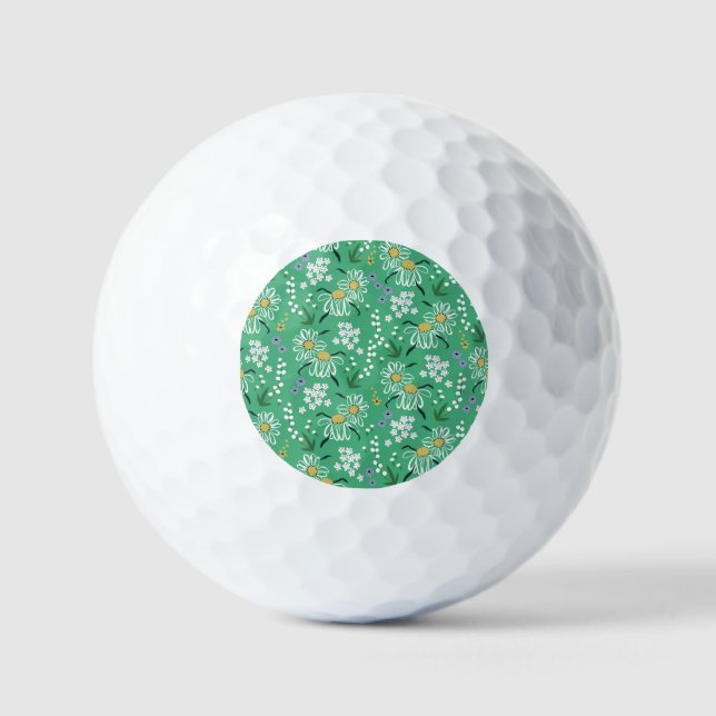 Pelotas De Golf Flores Retro, Patrón Botánico Sin Marea. (Anverso)
