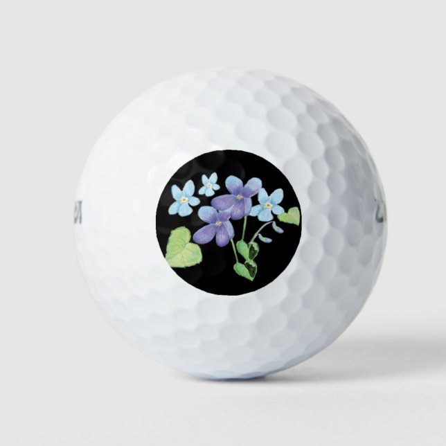 Pelotas De Golf Flores violetas salvajes Ilustracion negro (Anverso)