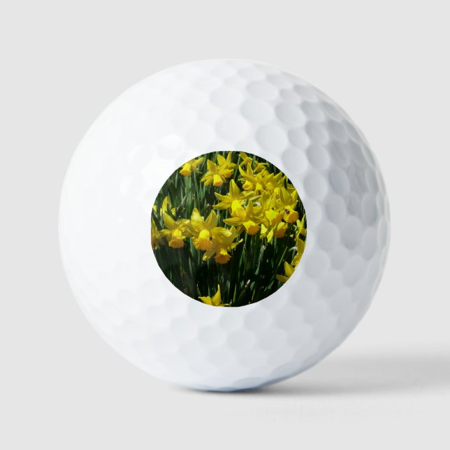 Pelotas De Golf Focos amarillos y flores de primavera alegres (Anverso)
