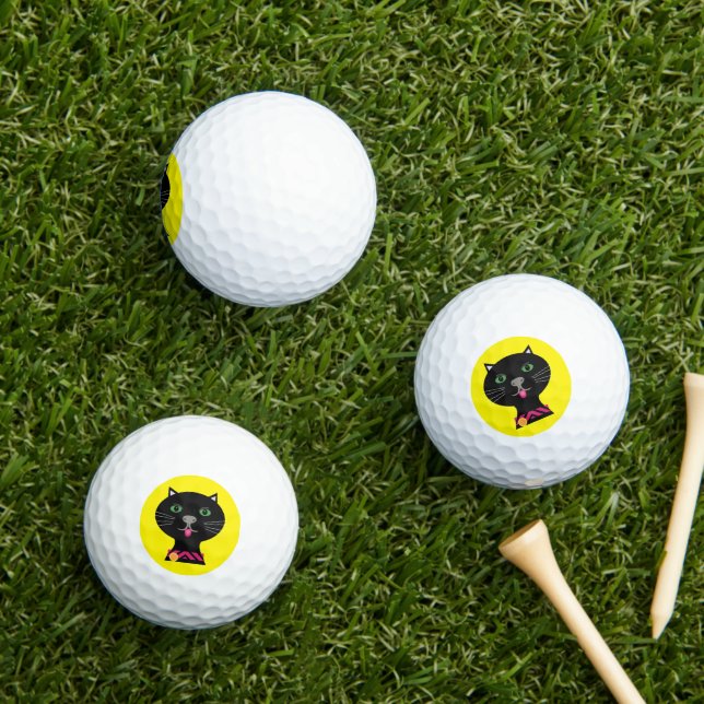 Pelotas De Golf Fondo amarillo de gato gatito (Césped in situ)