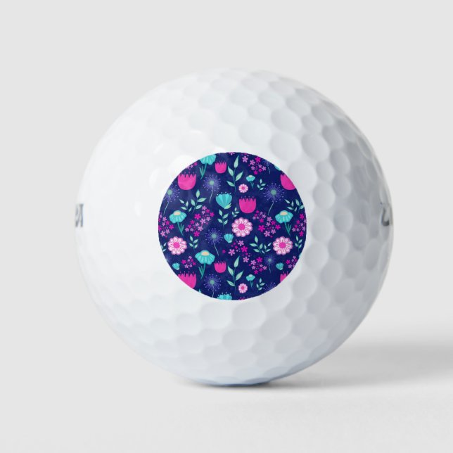 Pelotas De Golf Fondo con patrón floral lindo (Anverso)
