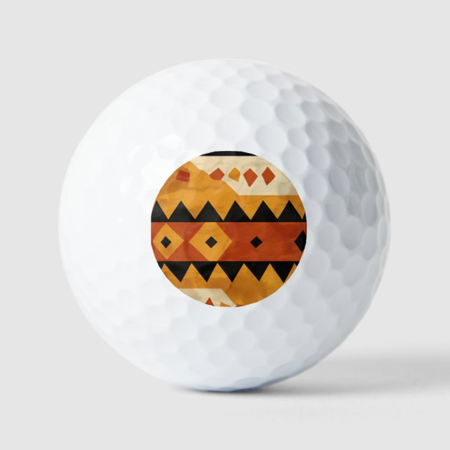 Pelotas De Golf Fondo de diseño africano en castaño y negro (Anverso)