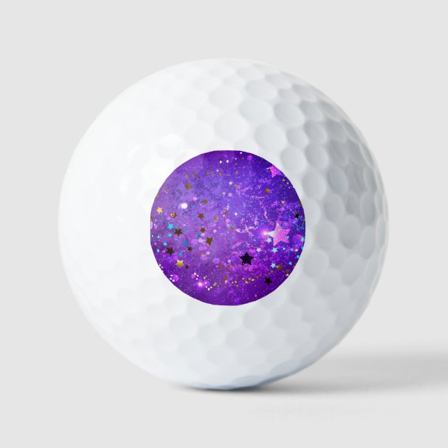 Pelotas De Golf Fondo de Relieve metalizado púrpura con estrellas (Anverso)