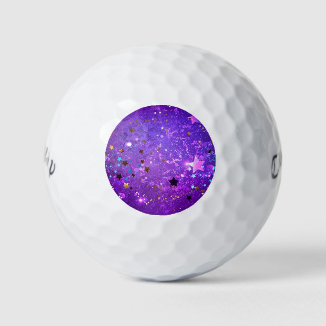Pelotas De Golf Fondo de Relieve metalizado púrpura con estrellas (Anverso)