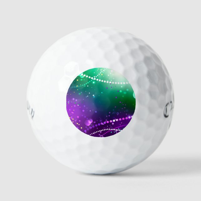 Pelotas De Golf Fondo morado festivo Mardi Gras (Anverso)