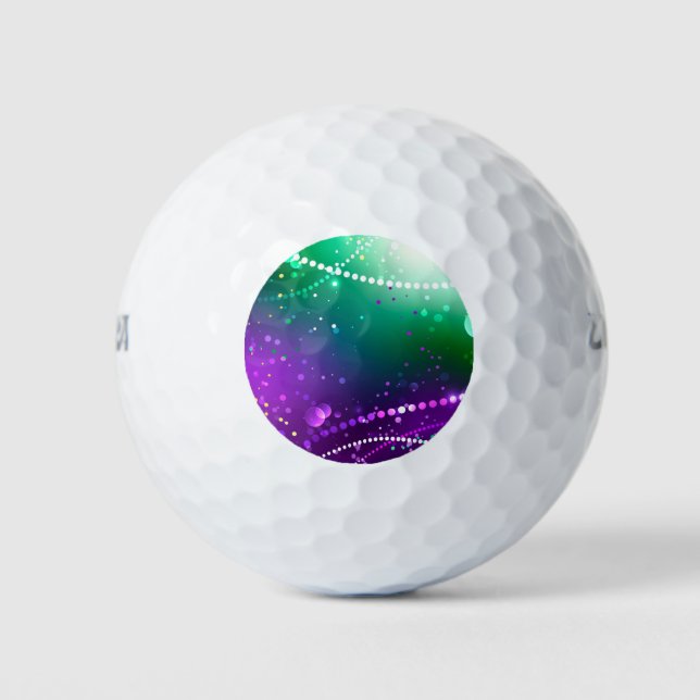 Pelotas De Golf Fondo morado festivo Mardi Gras (Anverso)