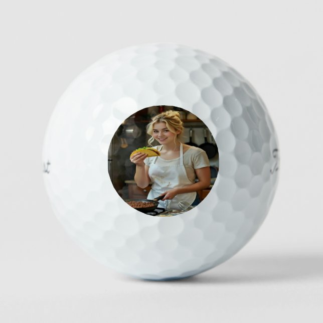 Pelotas De Golf Foto de comer tacos personalizar (Anverso)