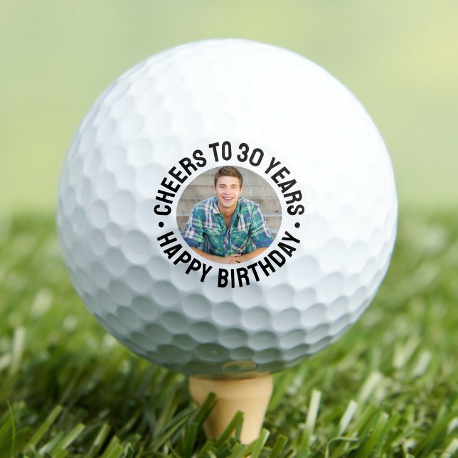 Pelotas De Golf Foto de cumpleaños 30 (30th Birthday Photo Golf Balls)