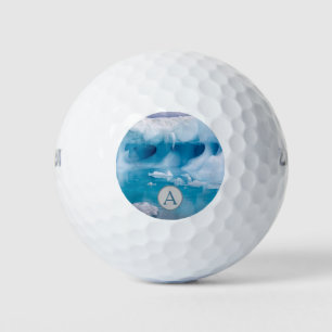 Pelotas De Golf Foto de hielo azul antártico con monograma