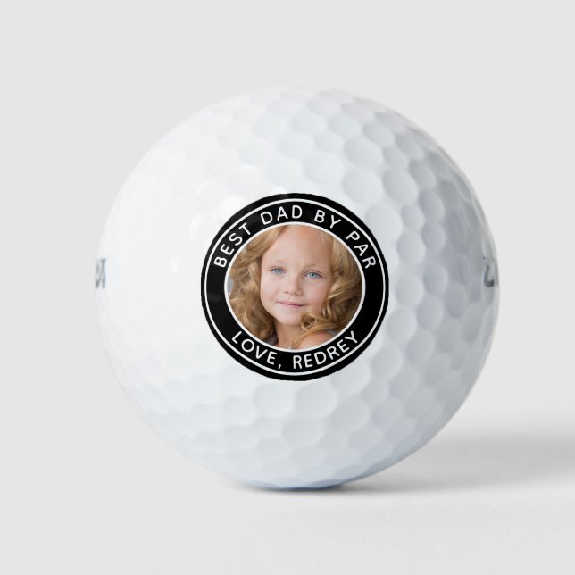 Pelotas De Golf Foto De Perro personalizado Mejor Papá De Par Blac (Anverso)