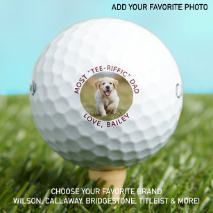 Pelotas De Golf Foto de perro personalizado Mejor papá nunca Blanc
