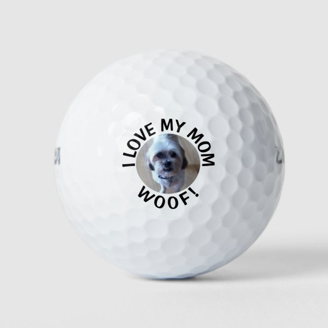Pelotas De Golf Foto de perro personalizado que amo a mi mamá (Anverso)