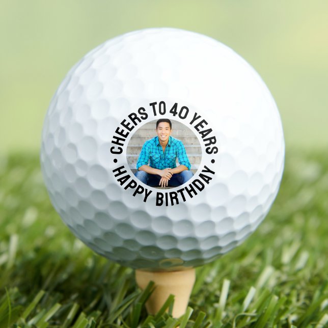 Pelotas De Golf Foto del 40 cumpleaños (40th Birthday Photo Golf Balls )