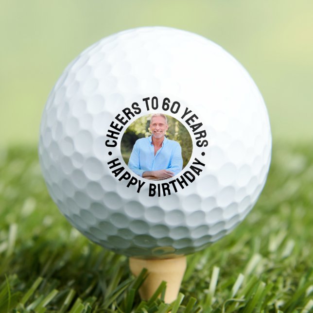 Pelotas De Golf Foto del 60 cumpleaños (60th Birthday Photo Golf Balls)