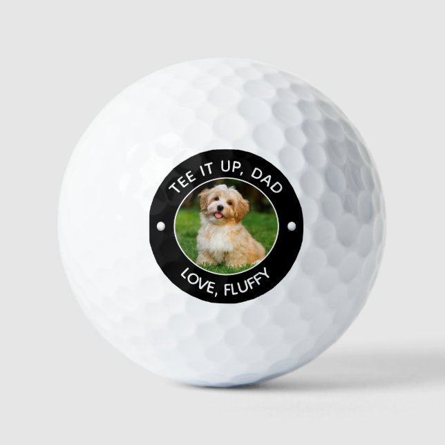 Pelotas De Golf Foto del Mascota personalizado Tee It Up Dad Black (Anverso)