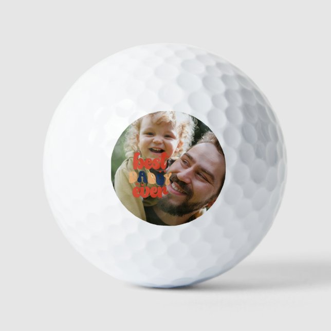 Pelotas De Golf Foto personalizada de Best Daddy Ever Retro (Anverso)