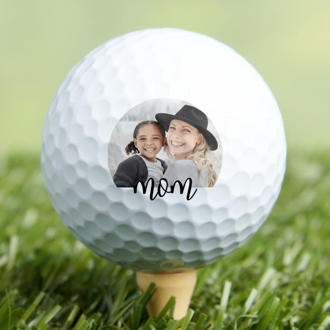 Pelotas De Golf Foto personalizada de mamá (Black White Mom Photo Golf Balls )