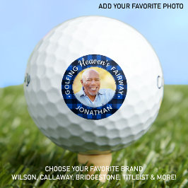 Pelotas De Golf Foto personalizada Golfer Memorial Blue Plaid