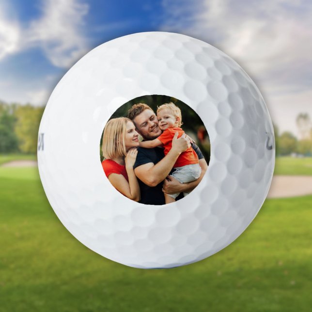Pelotas De Golf Foto personalizada moderna y personalizada (Modern Custom Personalized Photo Golf Balls)