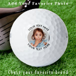 Pelotas De Golf Foto personalizada Moderno Crear plantilla Golfer<br><div class="desc">Presentamos nuestras modernas y elegantes bolas de golf que usted puede personalizar a su gusto! Estas pelotas de golf hacen los regalos perfectos para los golfistas, ya sea para tu padre, abuelo, mamá, o incluso de tu amigo, con la opción de añadir una foto de tu mascota o perro. Nuestros...</div>