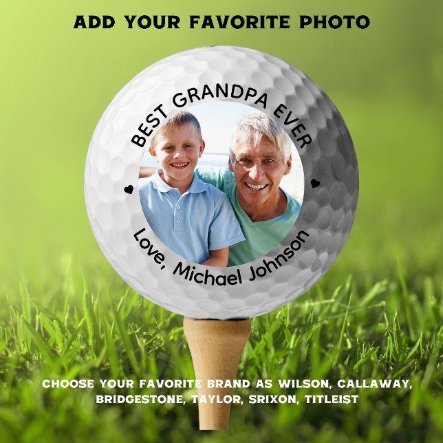 Pelotas De Golf Foto Personalizado personalizada del "mejor abuelo (Personalized "Best Grandpa Ever" Custom Photo Golf Balls)